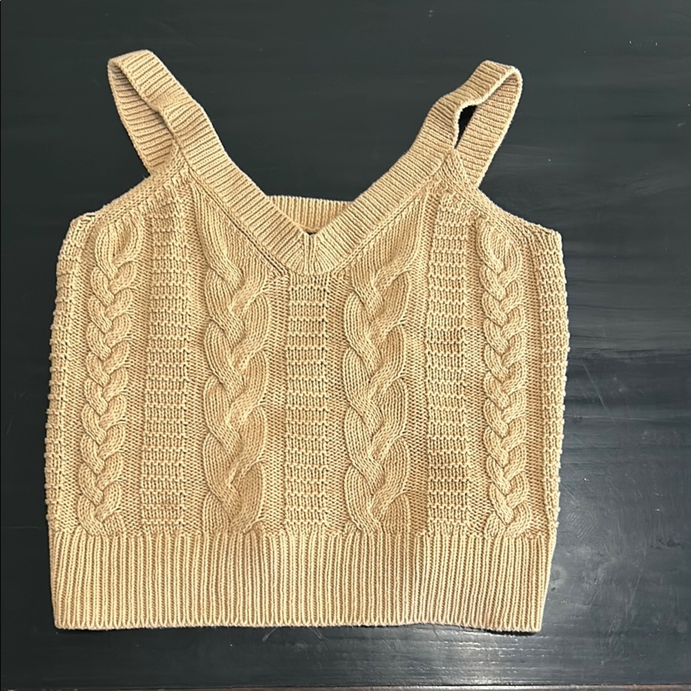 Banana Republic Tan Cable Knit V-Neck Tank